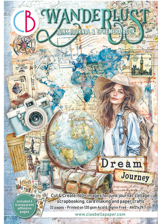 Wanderlust - Junk Journal & Ephemera Book A4 32/Pkg
