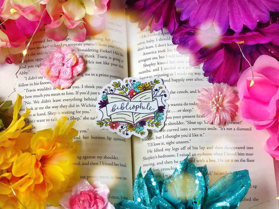 Bibliophile Floral Vinyl Sticker