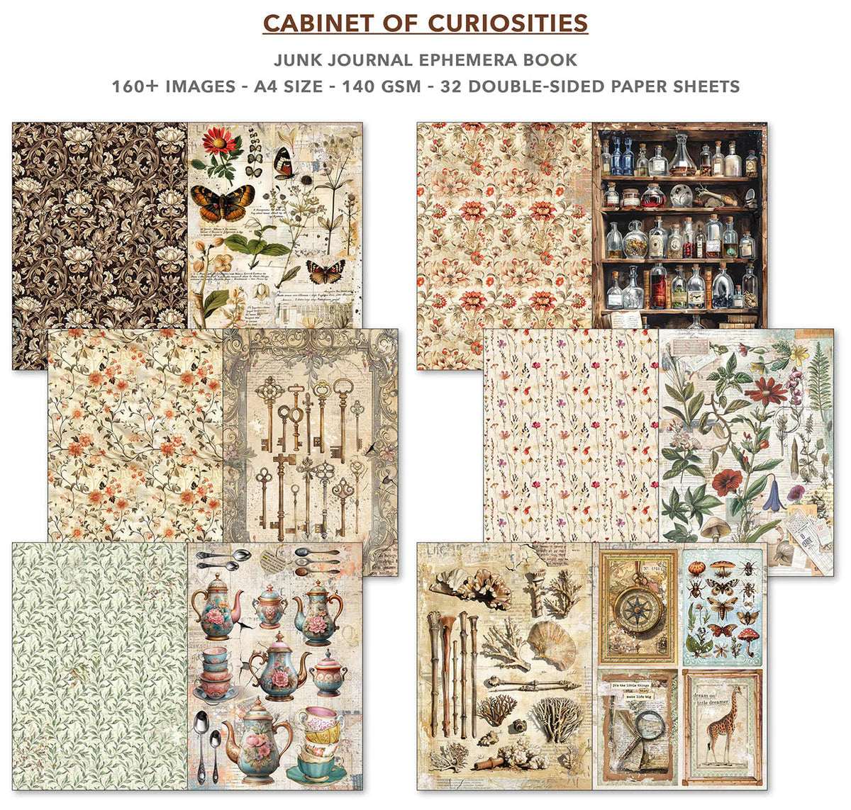Cabinet Of Curiosities Junk Journal & Ephemera Book A4 32/Pk