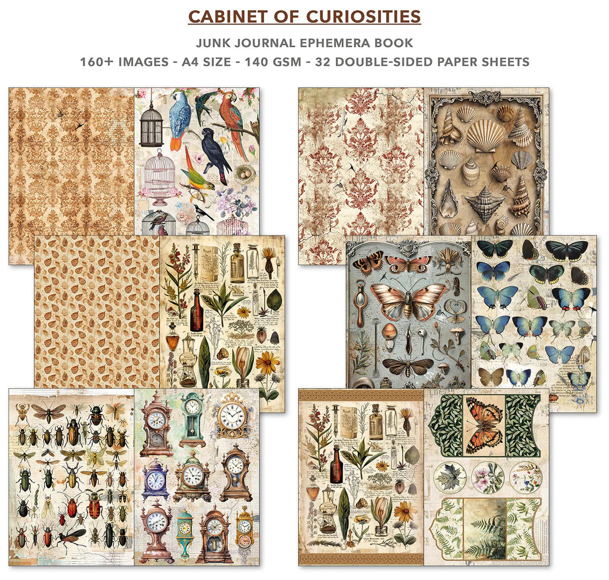 Cabinet Of Curiosities Junk Journal & Ephemera Book A4 32/Pk