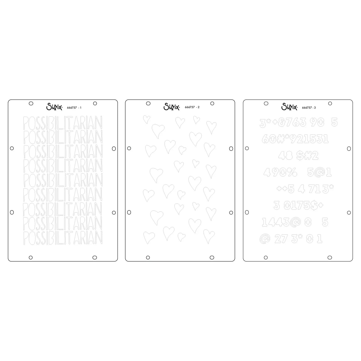 Sizzix Studio Stamps Set 13PK / 3PK Stencils - Possibilitarian By Cat Kerr