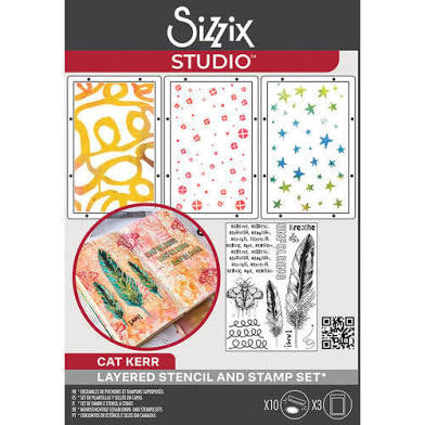 Sizzix Studio Clear Stamps Set 10PK W/3PK Stencils - The R’s Have It By Cat Kerr