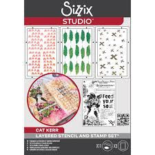 Sizzix Studio Stamps Set 11PK /3PK Stencils - Feed Your Soul By Cat Kerr