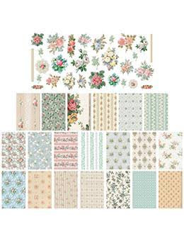 Tim Holtz Idea-ology Label Worn Wallpaper Scraps 49 Piece