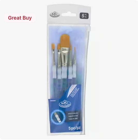 Royal & Langnickel® Soft-Grip™ Gold Taklon Brush Set