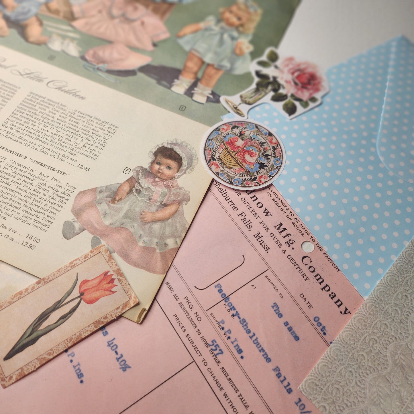 Blue & Pink Doll Ephemera Pack