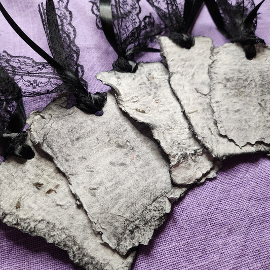 Distressed Handmade Paper Tags (Soot)