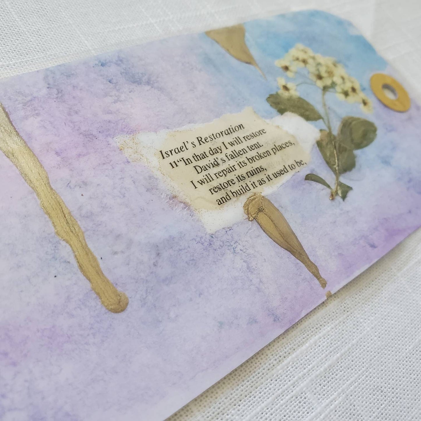 Custom Handmade Scripture Watercolor & Pressed Flower or Foliage Bookmark