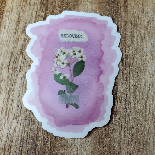 Beloved Pressed Flower Watercolor Sticker