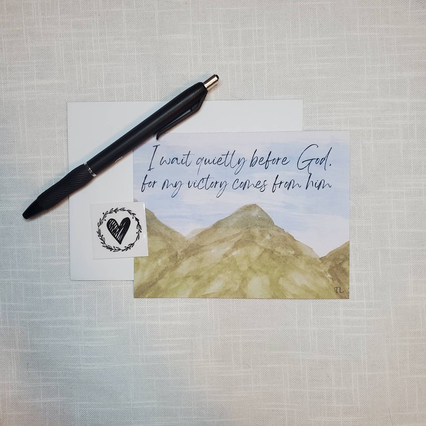 Psalm 62 1 2 • My Victory Comes From God • He Is My Rock And Salvation • Mountain Landscape Watercolor Card • Let Love Be My Motive Studio