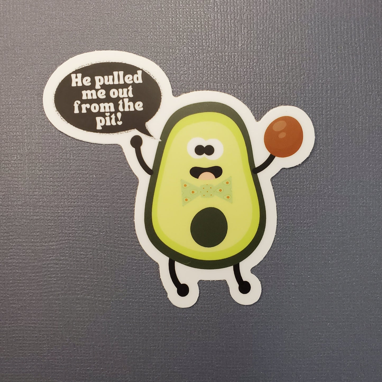 He Pulled Me Out From The Pit Cute Avocado With Bow Tie Psalm 40 Christian Funny Pun Sticker