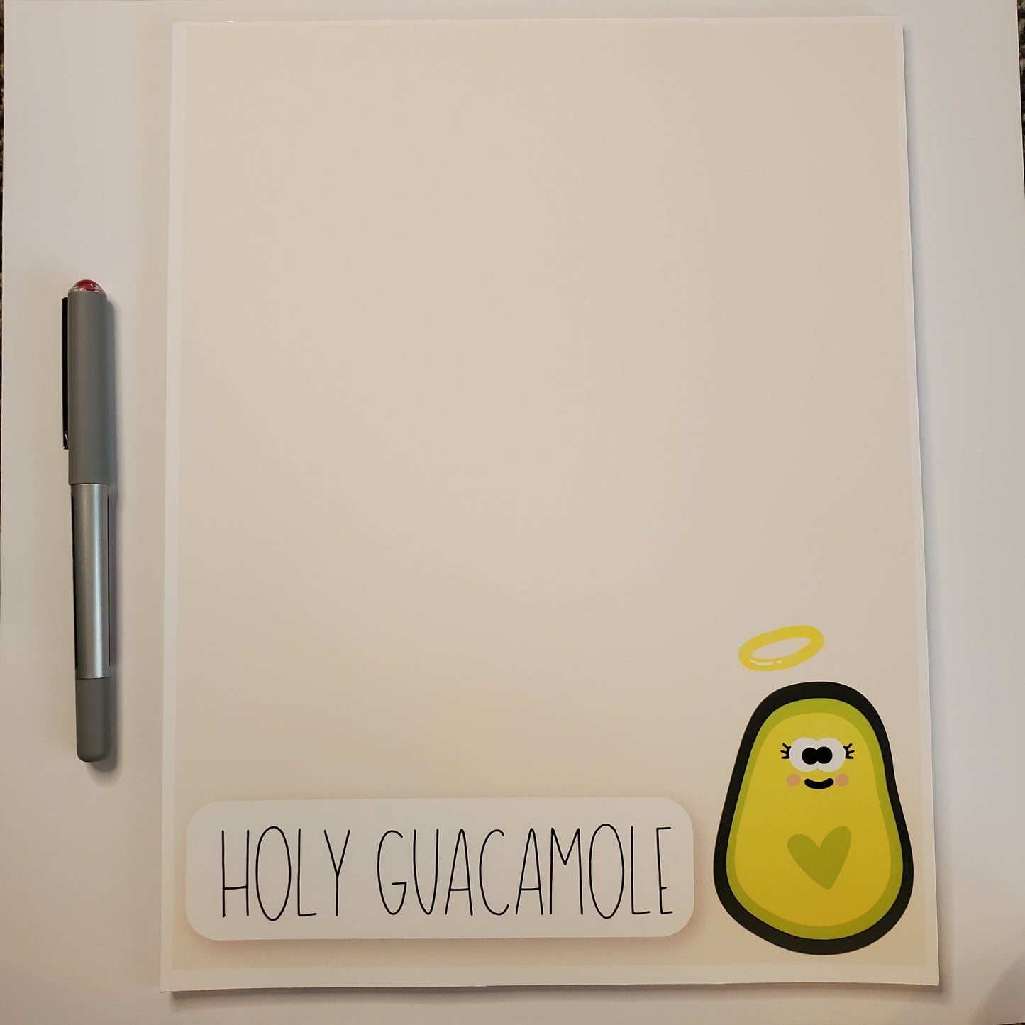 Holy Guacamole Christian Avocado Pun Notepad 20 Page Stationery 8.5 x 11 IN Heavy Duty   Let Love Be My Motive Studio