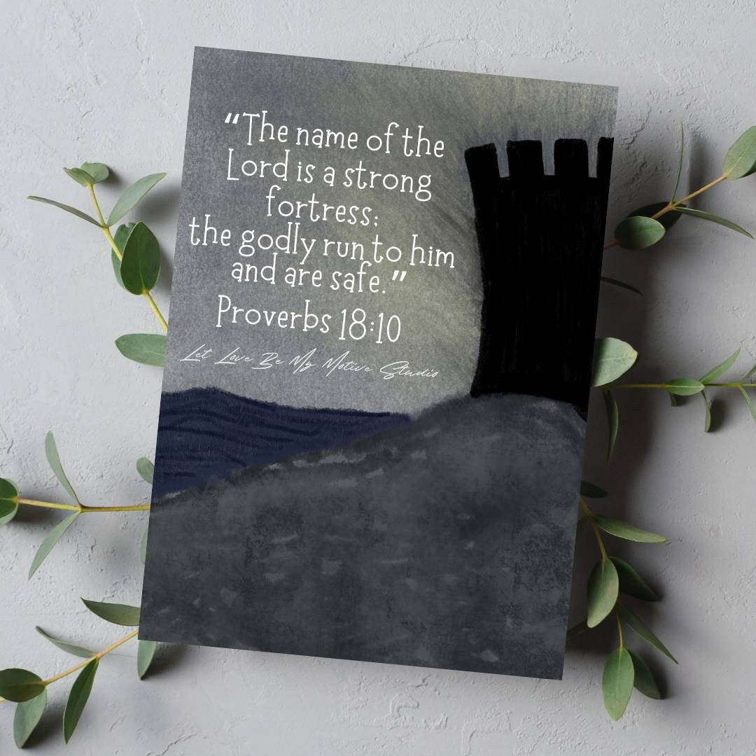 The Name Of The Lord Is A Strong Fortress Proverbs 18 10 Christian Greeting Card And Envelope