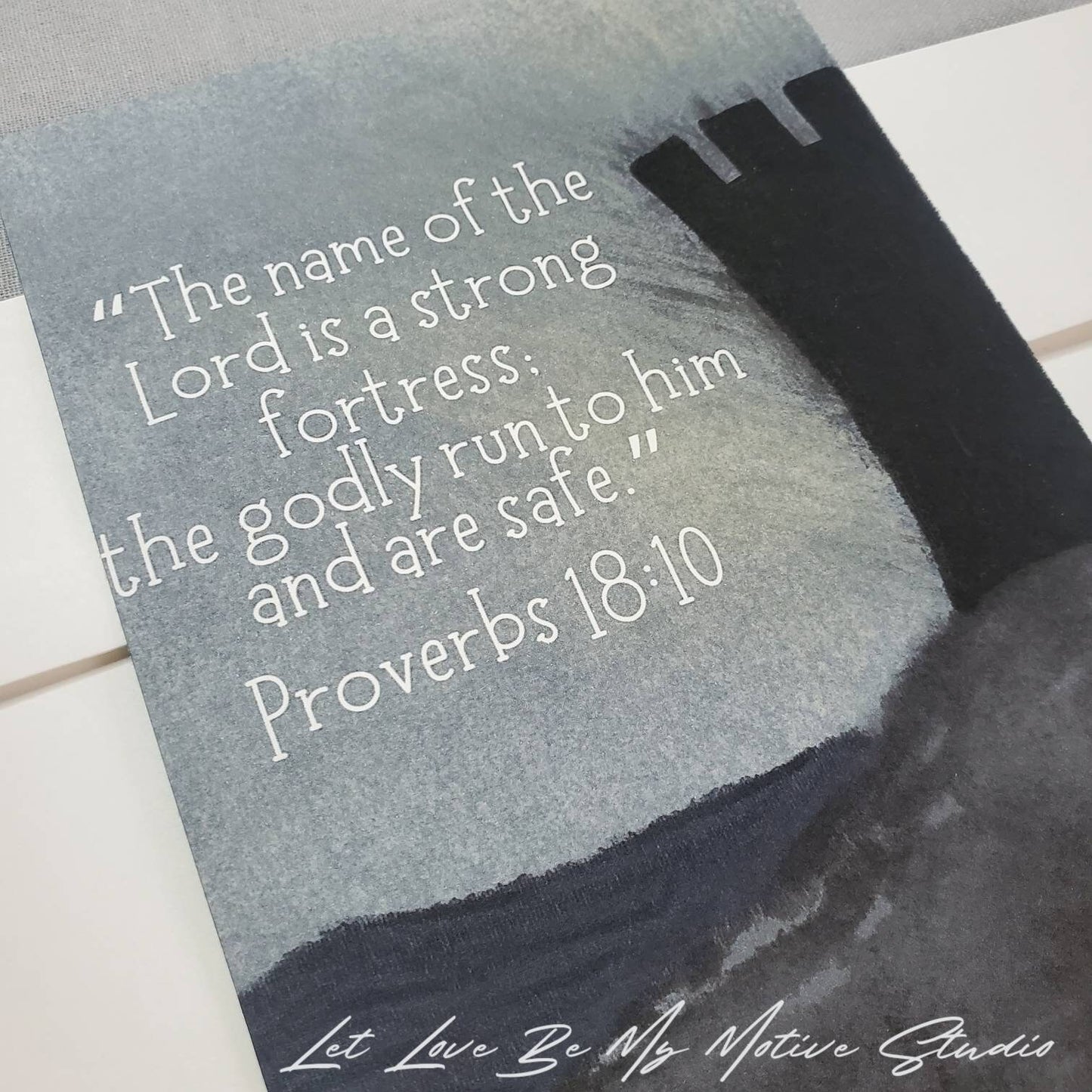 The Name Of The Lord Is A Strong Fortress Proverbs 18 10 Christian Greeting Card And Envelope