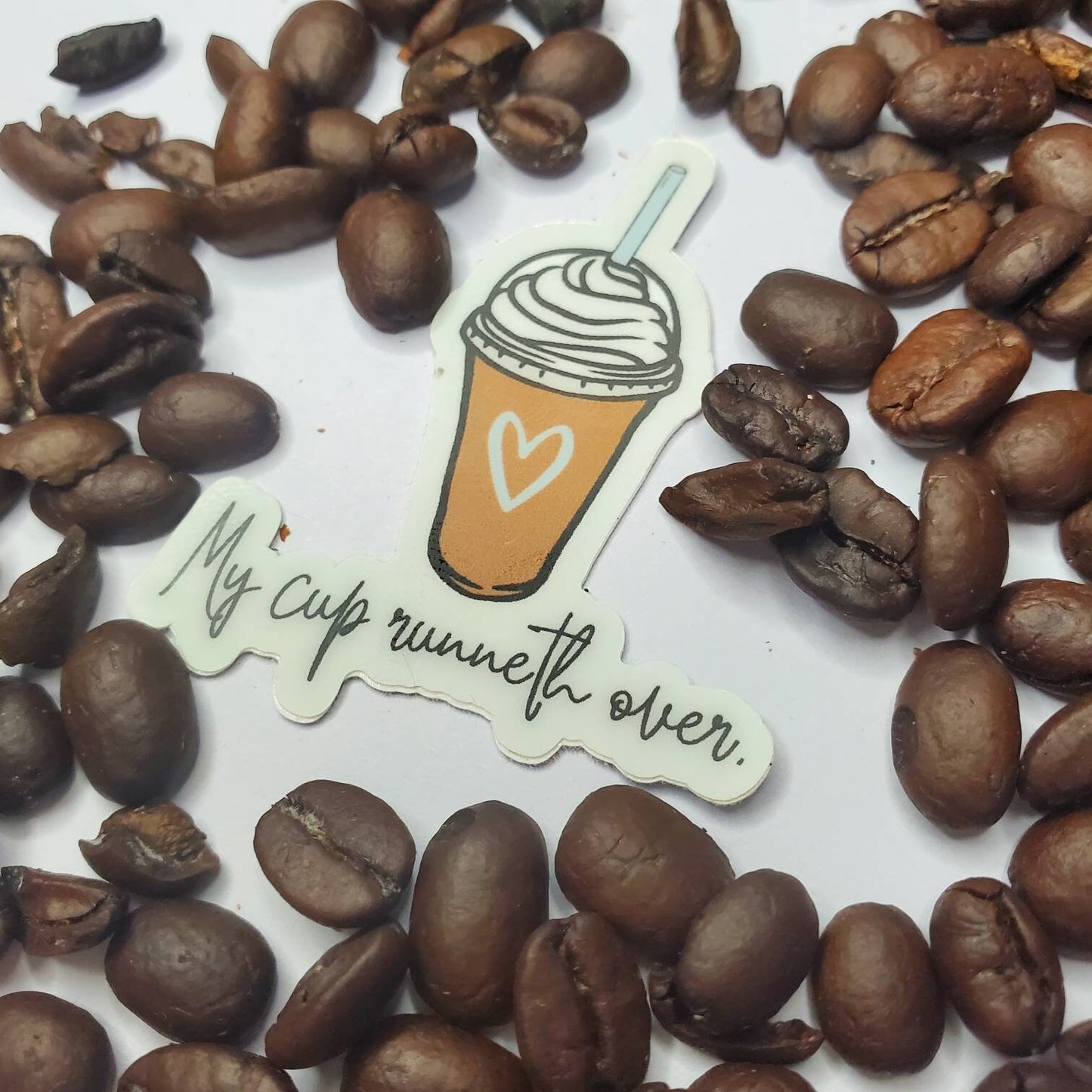 My Cup Runneth Over Psalm 23 5 Iced Coffee Christian Sticker