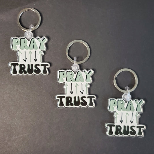 Pray And Trust 1 Peter 5 7 Christian Acrylic Keychain