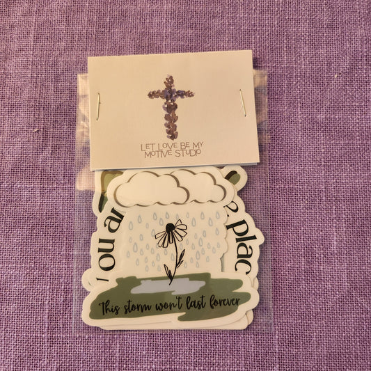 Christian Mental Health Sticker Pack, Mental Health Stickers, Storm Won't Last Forever, Let Love Be My Motive Studio