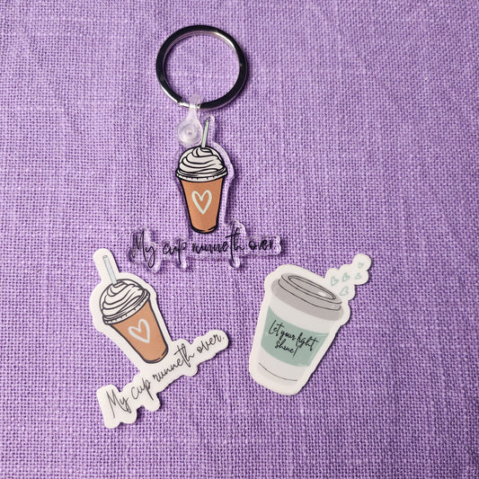 Coffee And Jesus Keychain And Sticker Bundle