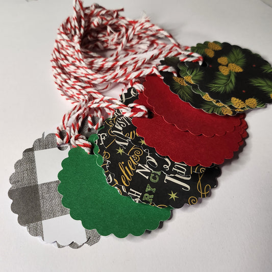 Christmas Tags Black And Red Pack of 20