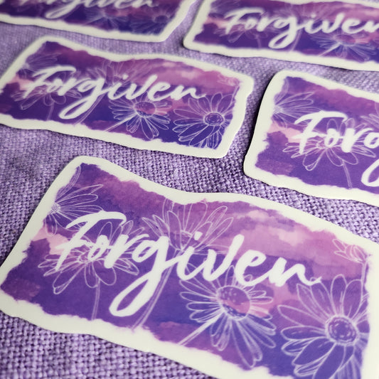 Forgiven Scripture Sticker, Forgiveness Bible Verse Sticker, Child of God Sticker