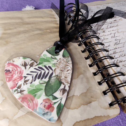 Enduring Heart Shaped Bookmark, Flower Heart Bookmark, Book Lover Bookmark