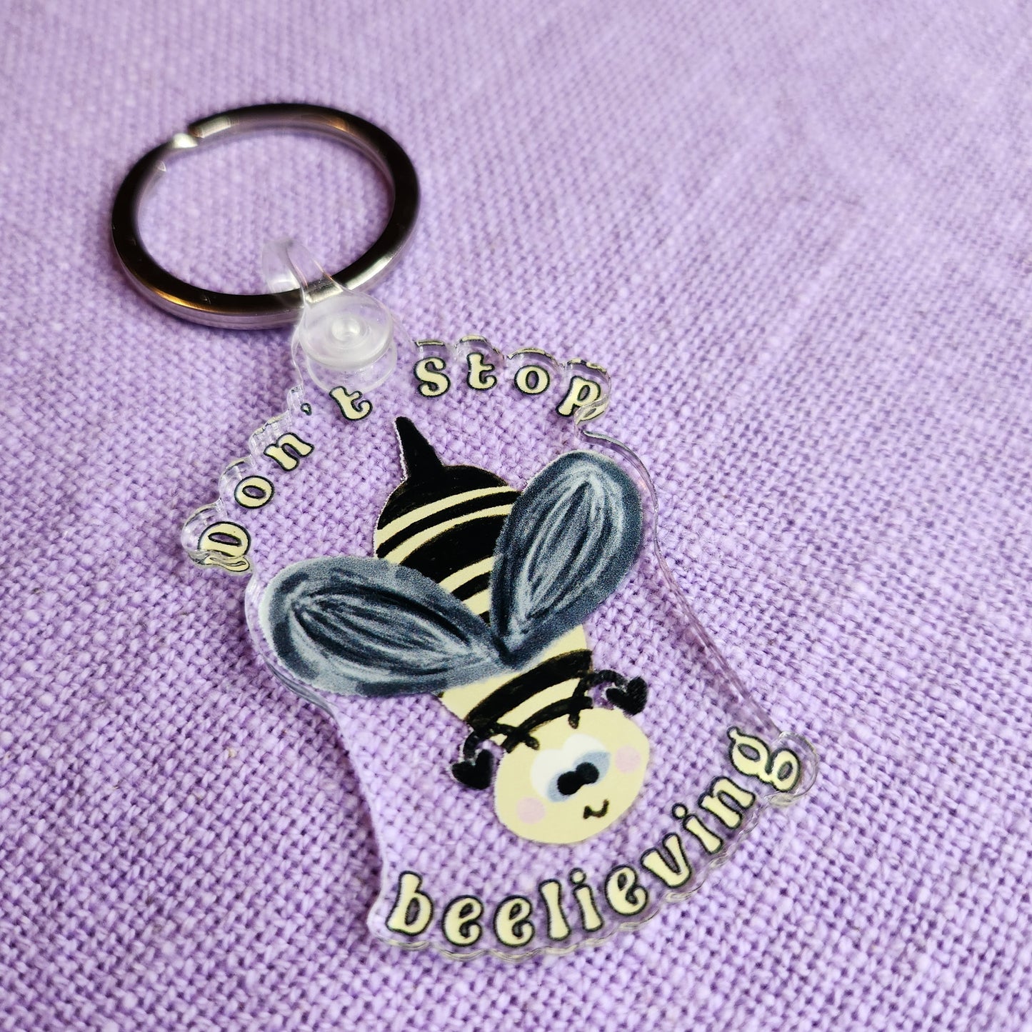 Don't Stop Beelieving Cute Bee Keychain
